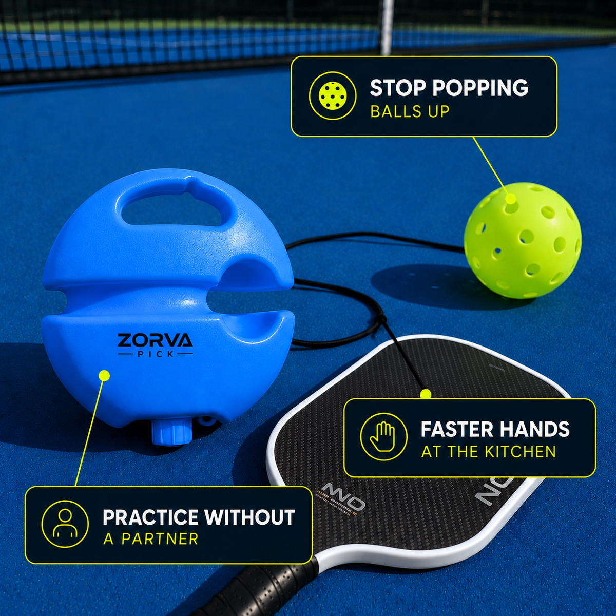 ZorvaPick™ Pickleball Rebound Trainer 2.0