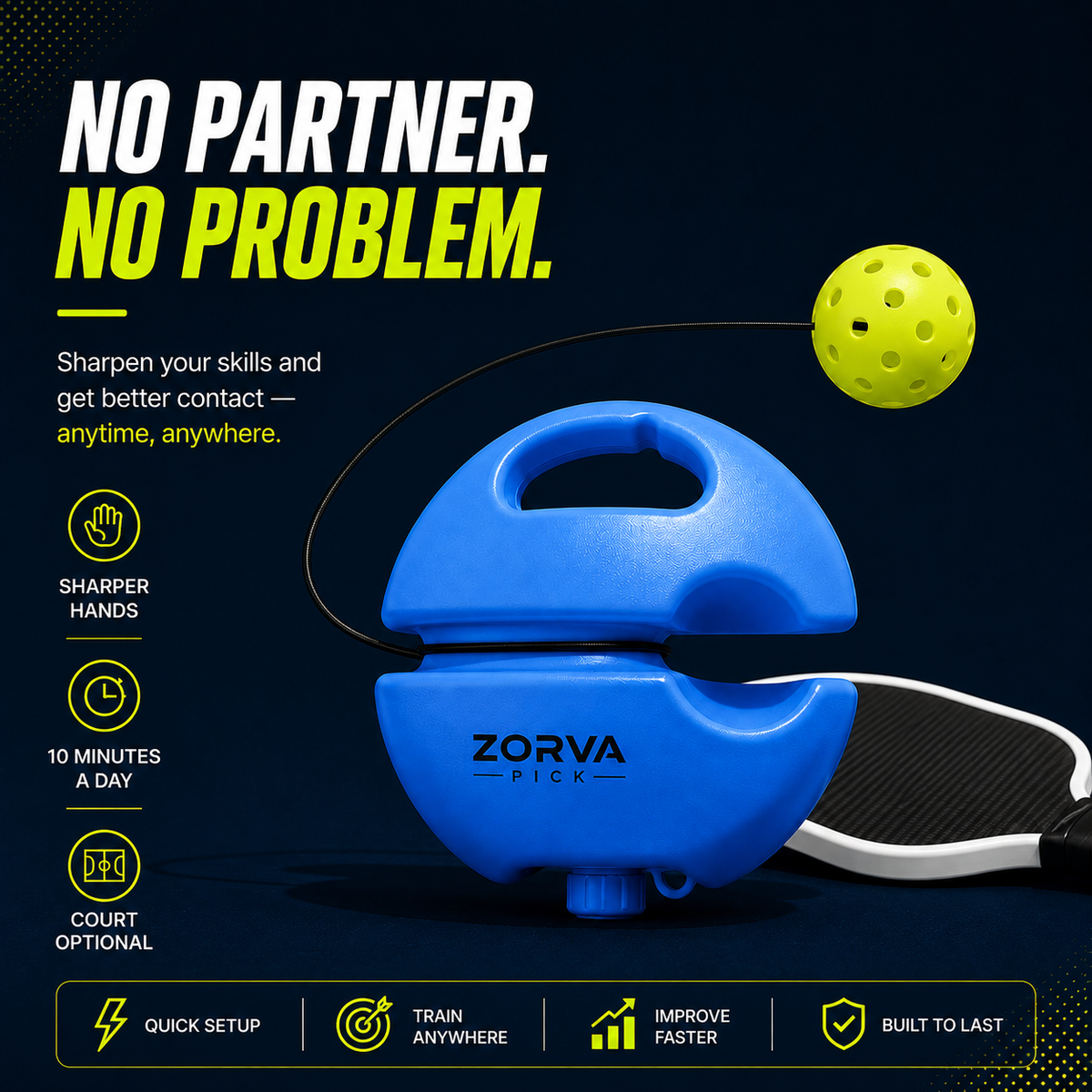 ZorvaPick™ Pickleball Rebound Trainer 2.0