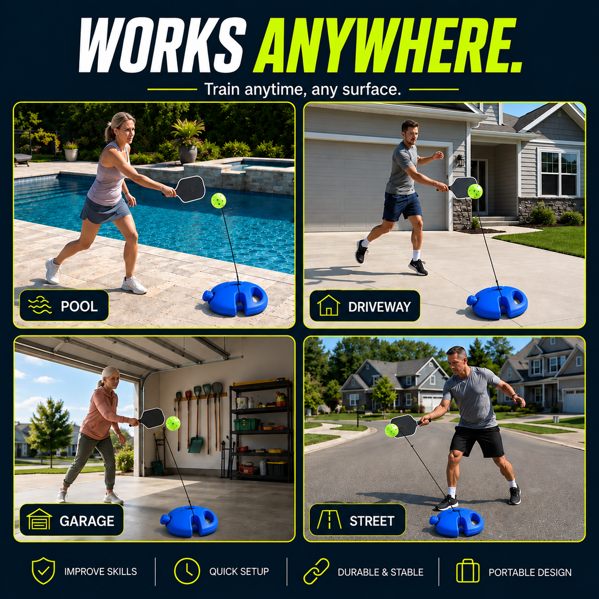 ZorvaPick™ Pickleball Rebound Trainer 2.0