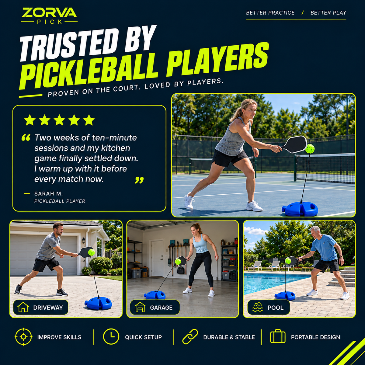 ZorvaPick™ Pickleball Rebound Trainer 2.0